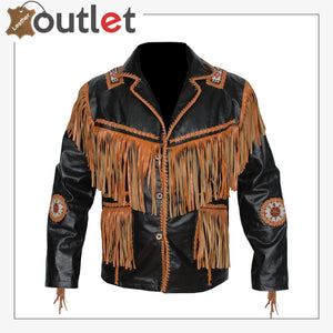 Men's Cowboy Genuine Cowhide Leather Jacket - Leather Outlet