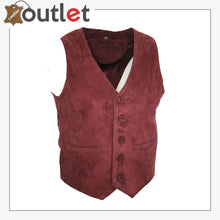 Load image into Gallery viewer, Men&#39;s Goat Suede Classic Smart Burgundy Leather Waistcoat - Leather Outlet
