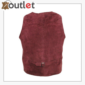 Men's Goat Suede Classic Smart Burgundy Leather Waistcoat - Leather Outlet