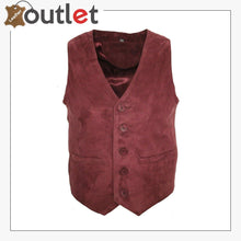 Load image into Gallery viewer, Men&#39;s Goat Suede Classic Smart Burgundy Leather Waistcoat - Leather Outlet
