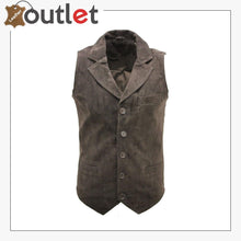 Load image into Gallery viewer, Men&#39;s Smooth Goat Suede Classic Smart Brown Leather Waistcoat Vest - Leather Outlet
