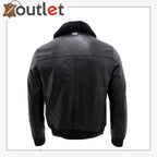 Men's A2 Black Sheep Napa Leather Bomber Jacket with Detachable Sheepskin Collar Leather Outlet