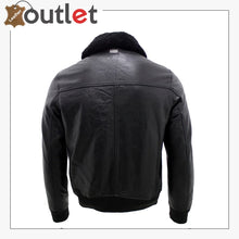 Load image into Gallery viewer, Men&#39;s A2 Black Sheep Napa Leather Bomber Jacket with Detachable Sheepskin Collar Leather Outlet

