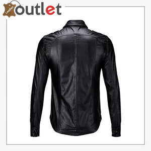 Casual Real Sheep Leather Full Sleeves Police Shirt for Mens