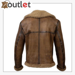 Men’s Military Jacket RAF Aviator Genuine Fur Shearling Leather Bomber Coat Leather Outlet