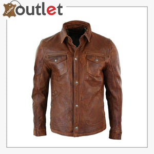 Men's Tan Timber Washed Slim Fit Shirt Jacket