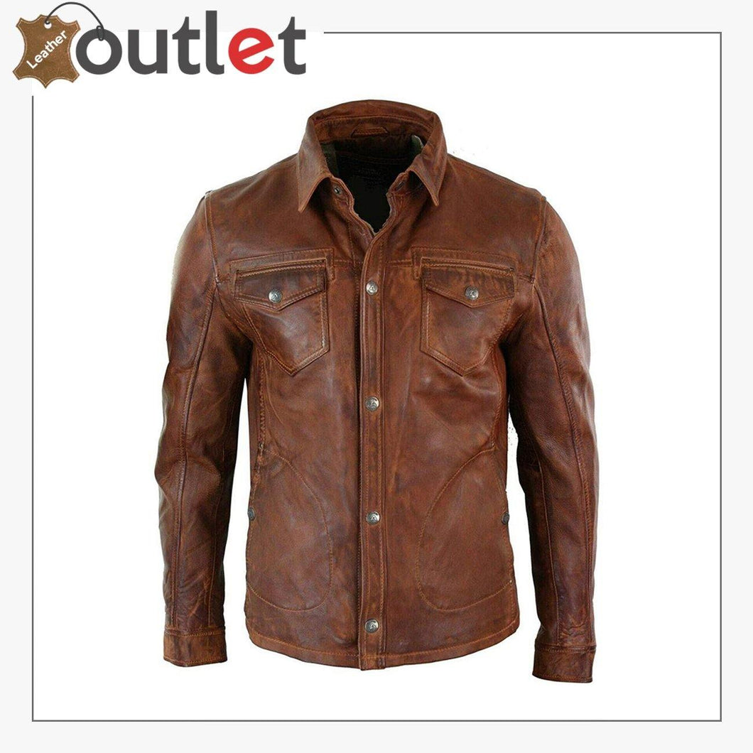 Men's Tan Timber Washed Slim Fit Shirt Jacket