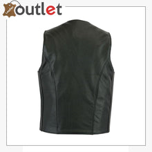 Load image into Gallery viewer, Mens Black Plain Real Leather Vest - Leather Outlet
