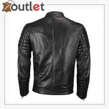Load image into Gallery viewer, Mens Moto Snap Collar Biker Fashion Leather jacket - Leather Outlet
