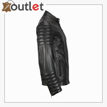 Load image into Gallery viewer, Mens Moto Snap Collar Biker Fashion Leather jacket - Leather Outlet
