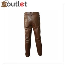 Load image into Gallery viewer, Men&#39;s real cowhide leather pant black

