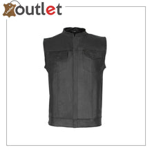 Load image into Gallery viewer, Mens Real Leather Anarchy Motorcycle Leather Vest - Leather Outlet
