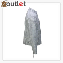 Load image into Gallery viewer, Mens Real Leather Antique Wash Retro Vintage Style Biker Jacket Slim Fit Bomber - Leather Outlet
