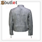 Mens Real Leather Antique Wash Retro Vintage Style Biker Jacket Slim Fit Bomber