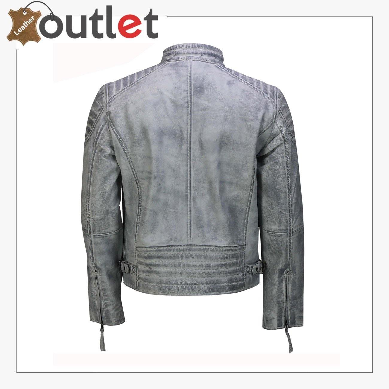 Mens Real Leather Antique Wash Retro Vintage Style Biker Jacket Slim Fit Bomber