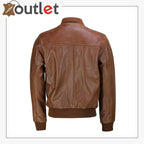 Mens Tan Soft Real Leather Smart Casual Vintage Bomber Biker Style Jacket - Leather Outlet