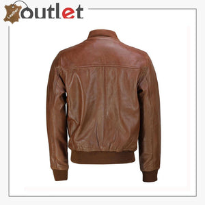 Mens Tan Soft Real Leather Smart Casual Vintage Bomber Biker Style Jacket