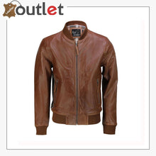 Load image into Gallery viewer, Mens Tan Soft Real Leather Smart Casual Vintage Bomber Biker Style Jacket
