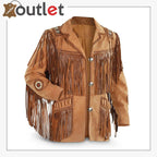 Mens Traditional Cowboy Western Leather Jacket Coat