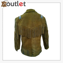 Load image into Gallery viewer, Mens Western Cowboy Fringed and Beaded Brown Jacket
