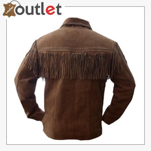 Load image into Gallery viewer, Mens Western Fringed Cowboy Suede Leather Jacket
