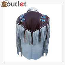 Load image into Gallery viewer, Mens Western Leather Jacket with Fringes &amp; Beads
