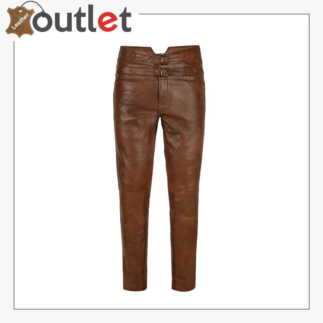 Mens Pure Brown Leather Pant Leather Outlet