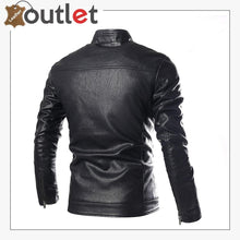 Load image into Gallery viewer, Mens Real Black Fashion Leather Jacket For Motorcycle Biker
