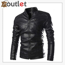 Load image into Gallery viewer, Mens Real Black Fashion Leather Jacket For Motorcycle Biker
