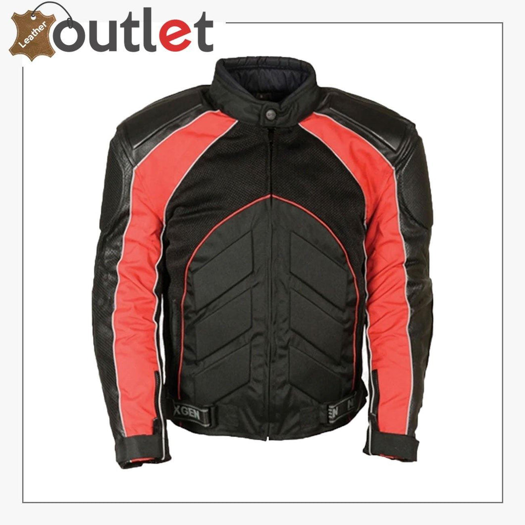 Mesh & Leather Red Body Armor Jacket