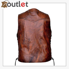 Load image into Gallery viewer, Motorcycle Biker Pure Rider Leather Vest - Leather Outlet
