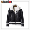 New Mens Shearling Black B3 Bomber Hooded Leather Fur Jacket