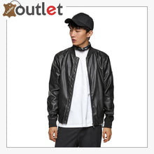 Load image into Gallery viewer, New Style Black Leather Bomber Jacket
