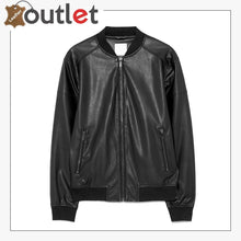 Load image into Gallery viewer, New Style Black Leather Bomber Jacket

