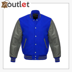 New Varsity Letterman Wool Jacket with Real Leather Sleeves - Leather Outlet