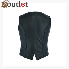 Load image into Gallery viewer, New Womens ladies Genuine Real Leather Braided Black Waistcoat Gillette Vest
