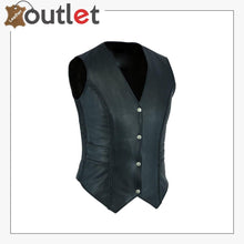 Load image into Gallery viewer, New Womens ladies Genuine Real Leather Braided Black Waistcoat Gillette Vest
