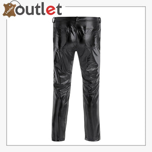 Night Club Leather Metallic Straight Pant Trouser