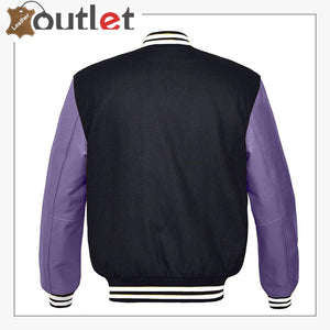 Original American Varsity Real Purple Leather Jacket For Women