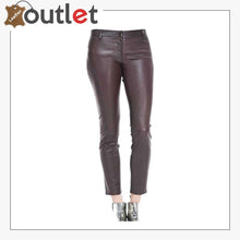 Load image into Gallery viewer, Burgundy Womens Phoenix Leather Pants
