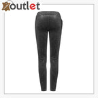 Womens Steampunk Leggings Black Floral Gothic Leather Pants - Leather Outlet