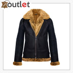 RAF Aviator Pilot Brown Womens Hooded Sheepskin Jacket B3 Flying Leather Jacket - Leather Outlet