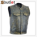 Real Motorbiker Leather Vest For Men