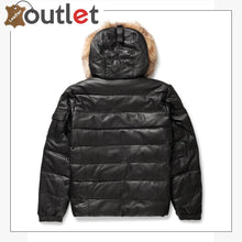 Load image into Gallery viewer, Real Quality Black Mens V Bomber Leather Jacket - Leather Outlet
