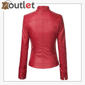 Red High Light Leather Fashion Jacket