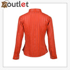 Red High Quality Womens Leather Shirt 