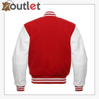 Red Wool & White Leather Sleeves jacket