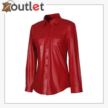 Load image into Gallery viewer, Shiny Metallic PU Faux Leather Shirt For Women
