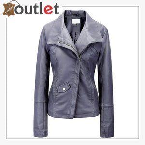 Signature Bow Hoodie Leather Bomber Jacket For Women