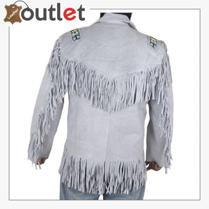 Skin White Cowboy Genuine Real Leather Jacket - Leather Outlet